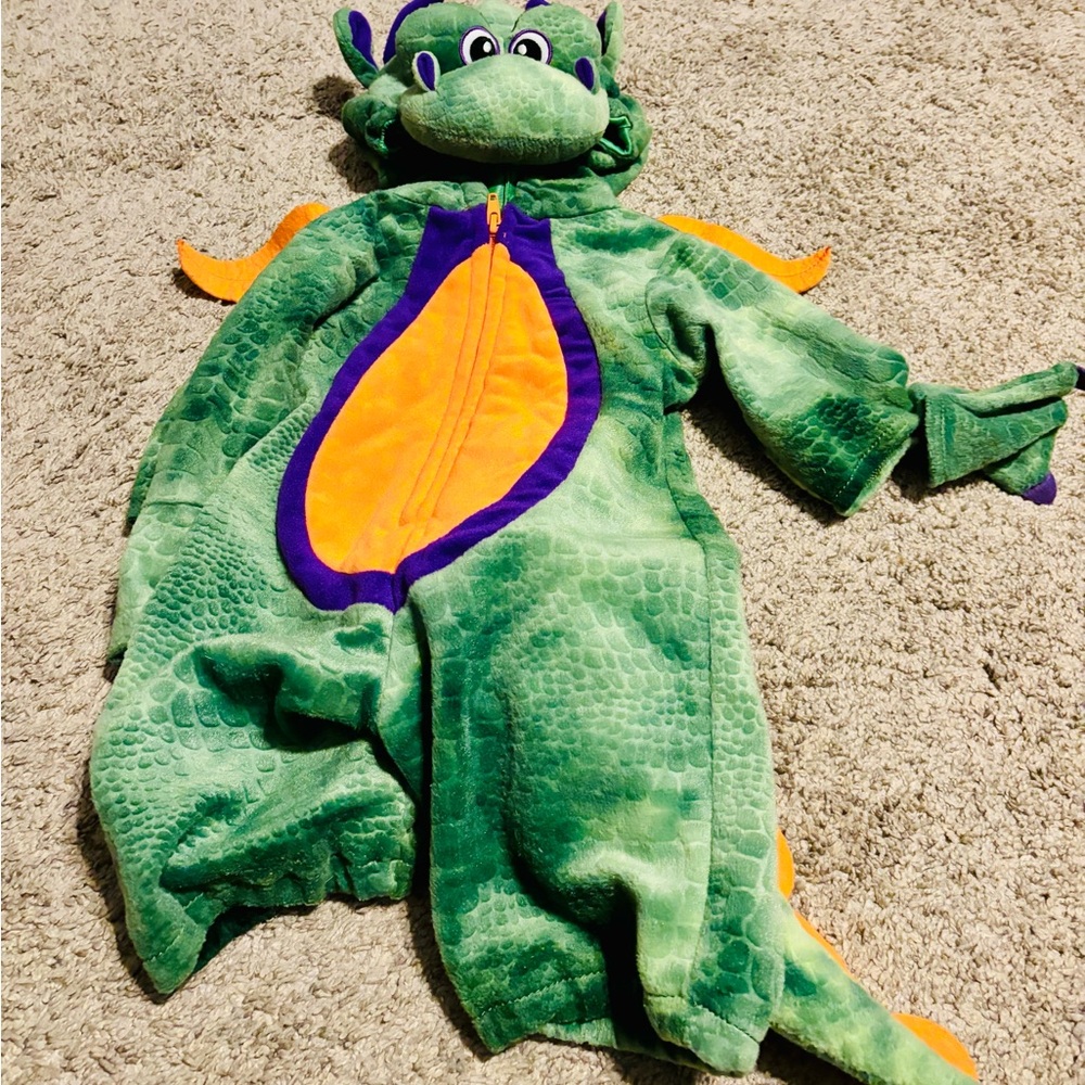 Infant Green Dragon Costume with Orange and Purple Accents